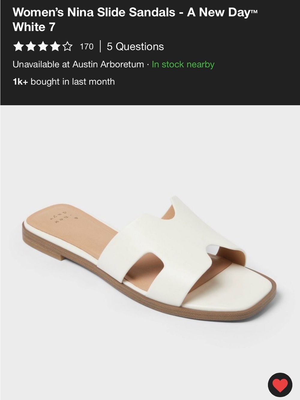 a new day White Women's Slide Sandals with Tan Sole